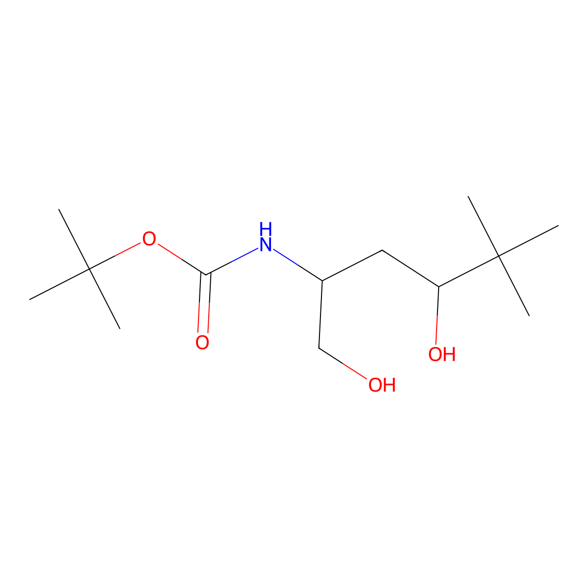 tert-butyl N-(1,4-dihydroxy-5,5-dimethylhexan-2-yl)carbamate molecular structure, CAS 2639404-38-7