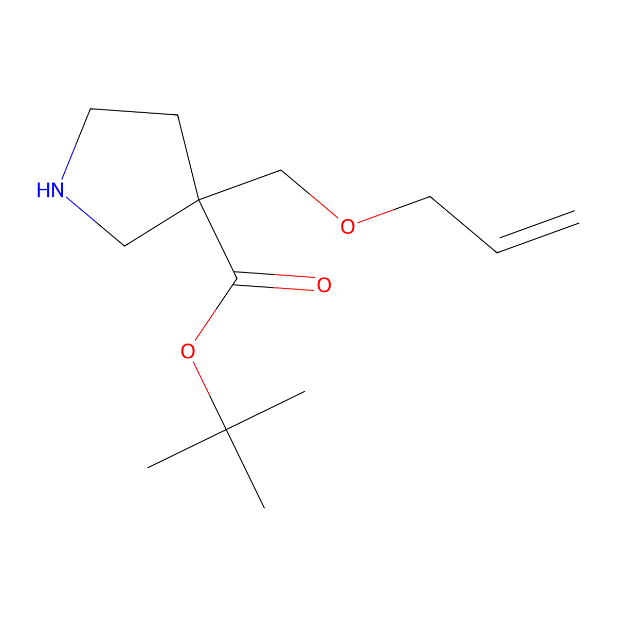 Tert-butyl 3-[(prop-2-en-1-yloxy)methyl]pyrrolidine-3-carboxylate molecular structure, CAS 2639404-42-3