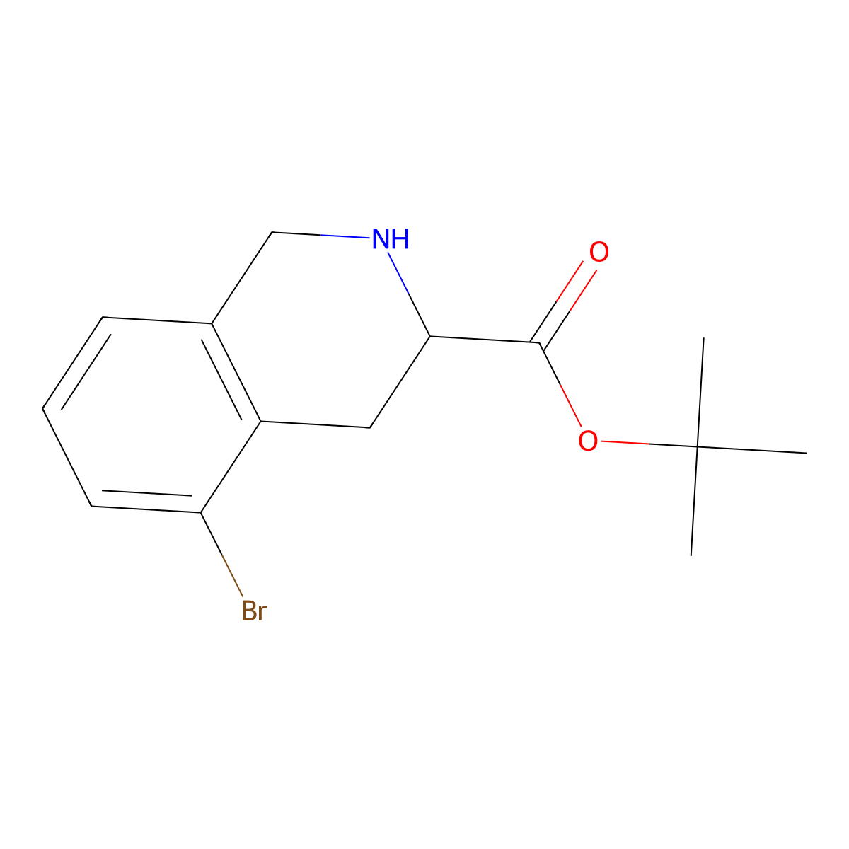 Tert-butyl 5-bromo-1,2,3,4-tetrahydroisoquinoline-3-carboxylate molecular structure, CAS 2639404-58-1