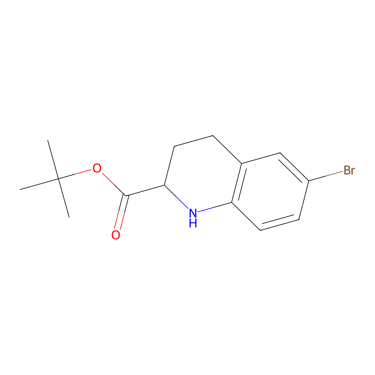 Tert-butyl 6-bromo-1,2,3,4-tetrahydroquinoline-2-carboxylate molecular structure, CAS 2639404-59-2