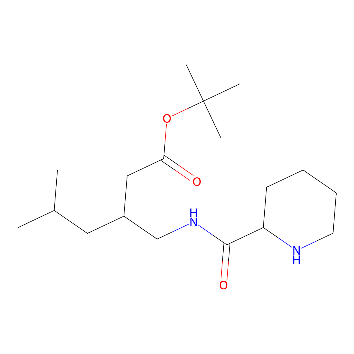 Tert-butyl 5-methyl-3-{[(piperidin-2-yl)formamido]methyl}hexanoate molecular structure, CAS 2639404-67-2