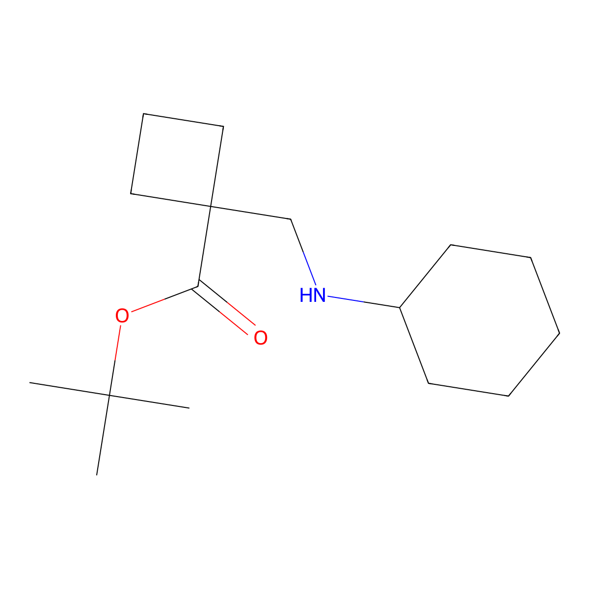 Tert-butyl 1-[(cyclohexylamino)methyl]cyclobutane-1-carboxylate molecular structure, CAS 2639404-73-0
