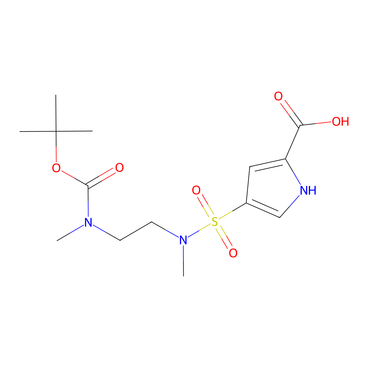 4-[(2-{[(tert-butoxy)carbonyl](methyl)amino}ethyl)(methyl)sulfamoyl]-1H-pyrrole-2-carboxylic acid molecular structure, CAS 2639404-83-2