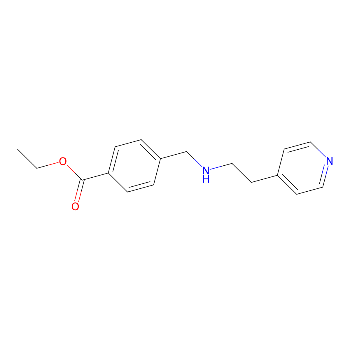 Ethyl 4-({[2-(pyridin-4-yl)ethyl]amino}methyl)benzoate molecular structure, CAS 2639404-84-3