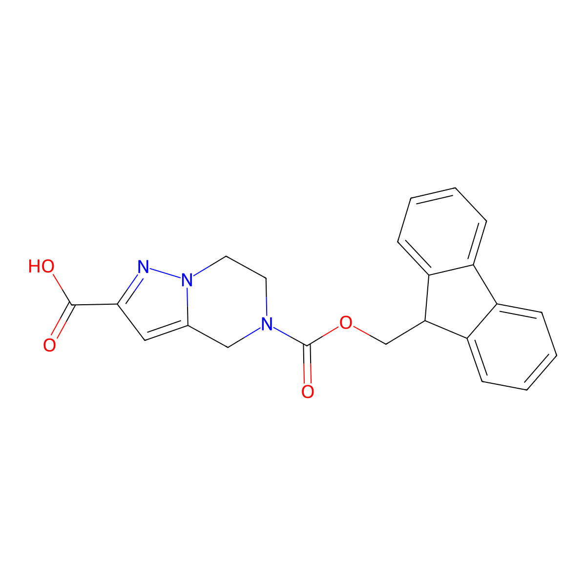 5-{[(9H-fluoren-9-yl)methoxy]carbonyl}-4H,5H,6H,7H-pyrazolo[1,5-a]pyrazine-2-carboxylic acid molecular structure, CAS 2639404-88-7