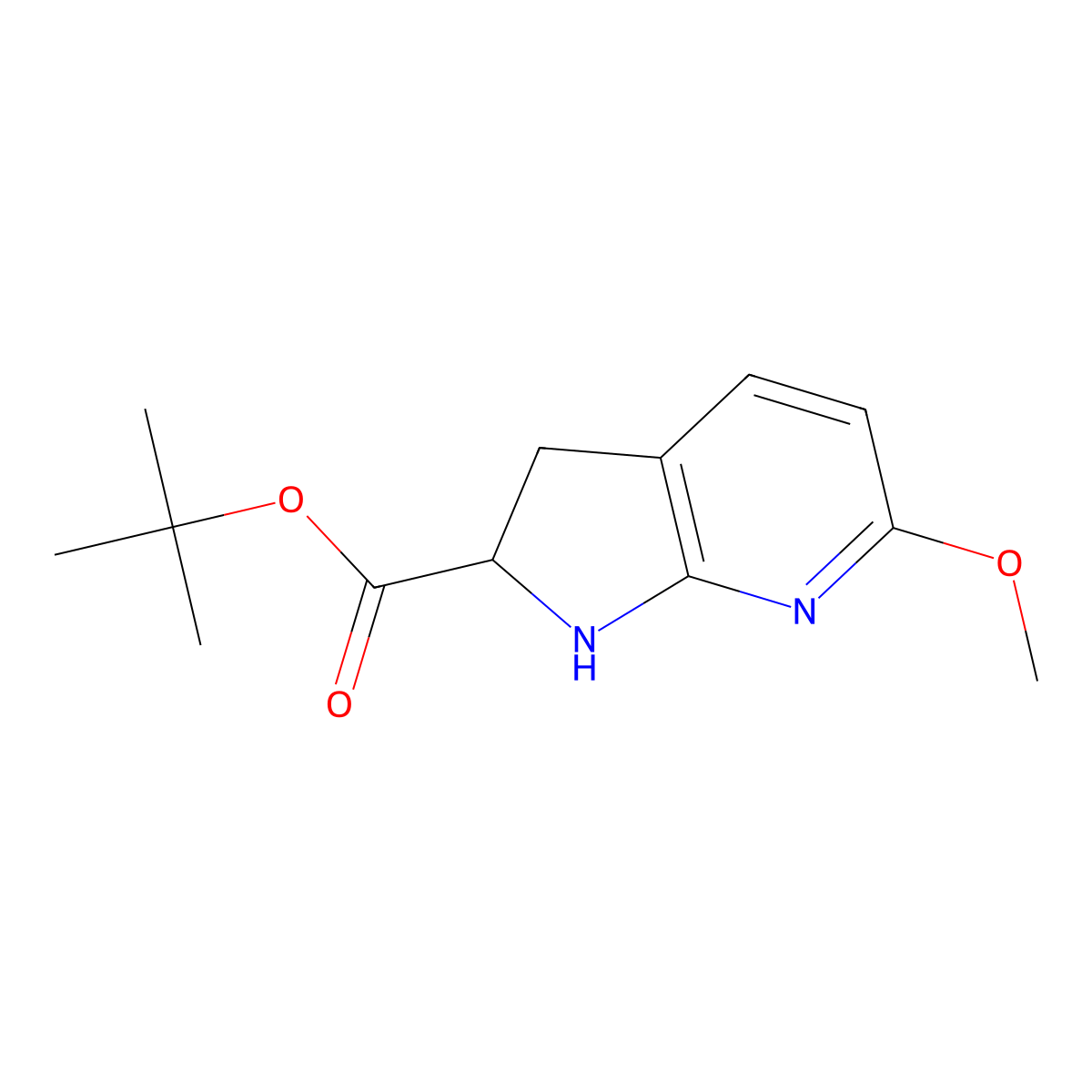 tert-butyl 6-methoxy-1H,2H,3H-pyrrolo[2,3-b]pyridine-2-carboxylate molecular structure, CAS 2639404-90-1