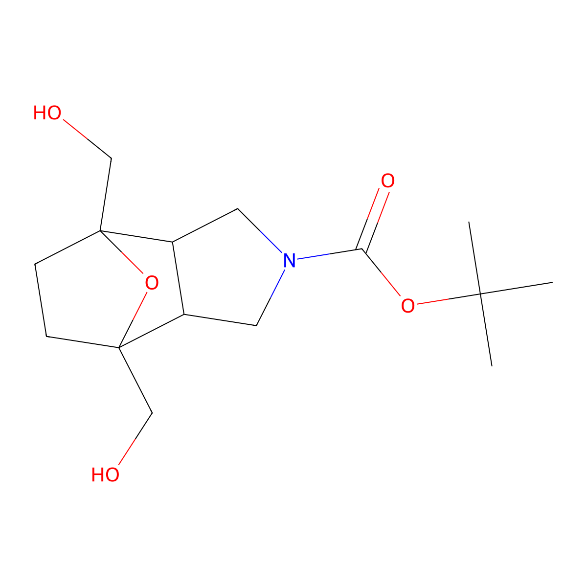 Tert-butyl 1,7-bis(hydroxymethyl)-10-oxa-4-azatricyclo[5.2.1.0,2,6]decane-4-carboxylate molecular structure, CAS 2639404-93-4