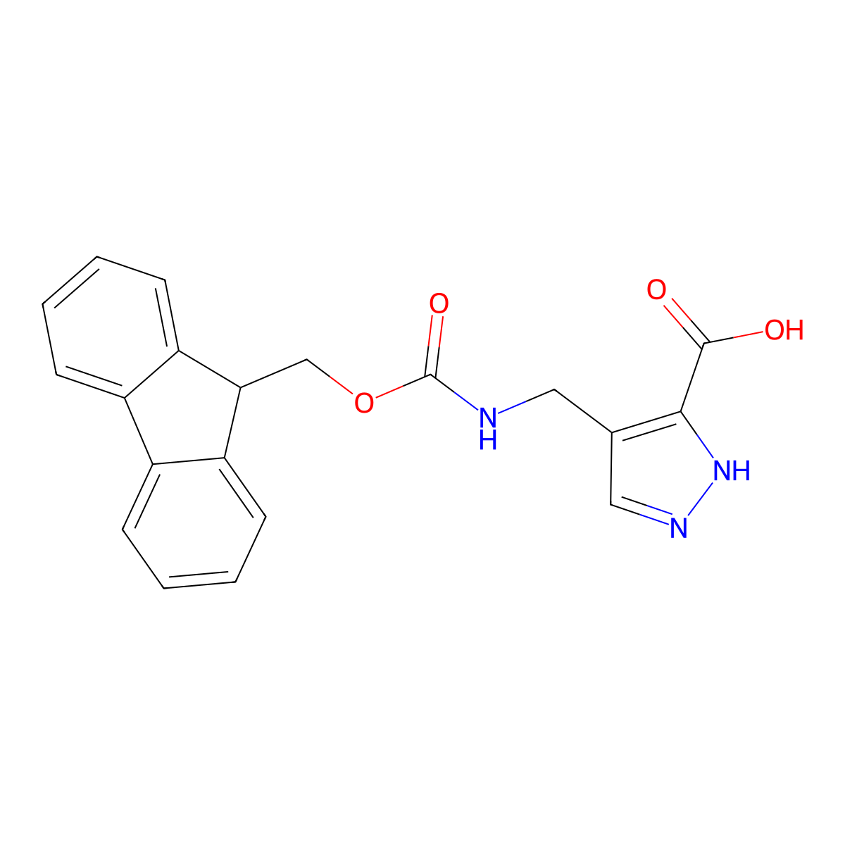 4-[({[(9H-fluoren-9-yl)methoxy]carbonyl}amino)methyl]-1H-pyrazole-3-carboxylic acid molecular structure, CAS 2639404-97-8