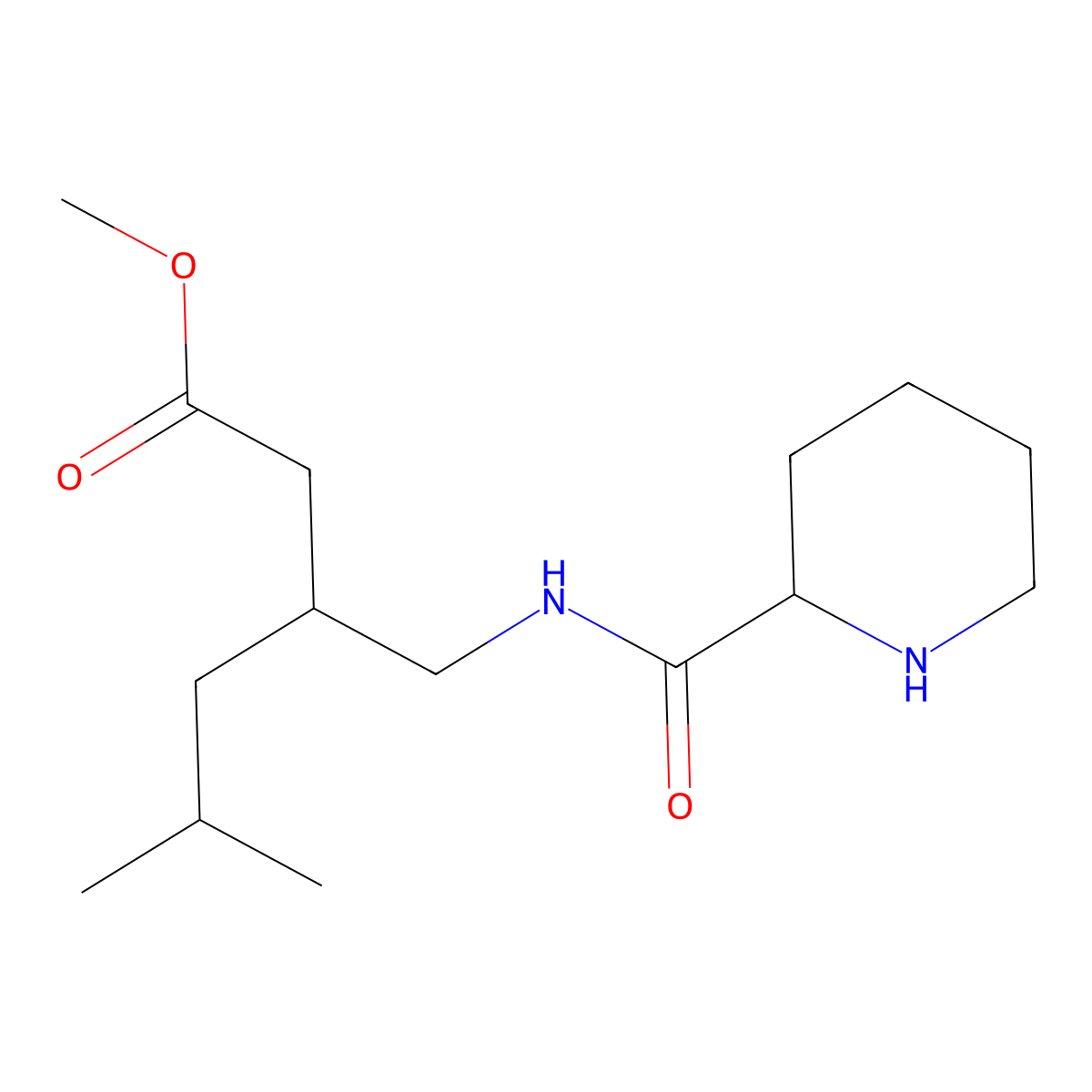 Methyl 5-methyl-3-{[(piperidin-2-yl)formamido]methyl}hexanoate molecular structure, CAS 2639405-10-8