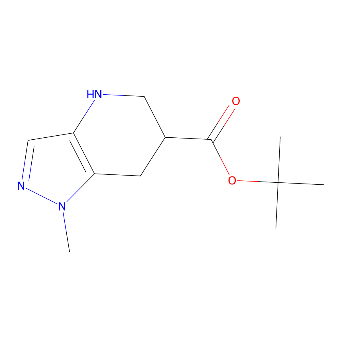 tert-butyl 1-methyl-1H,4H,5H,6H,7H-pyrazolo[4,3-b]pyridine-6-carboxylate molecular structure, CAS 2639405-11-9
