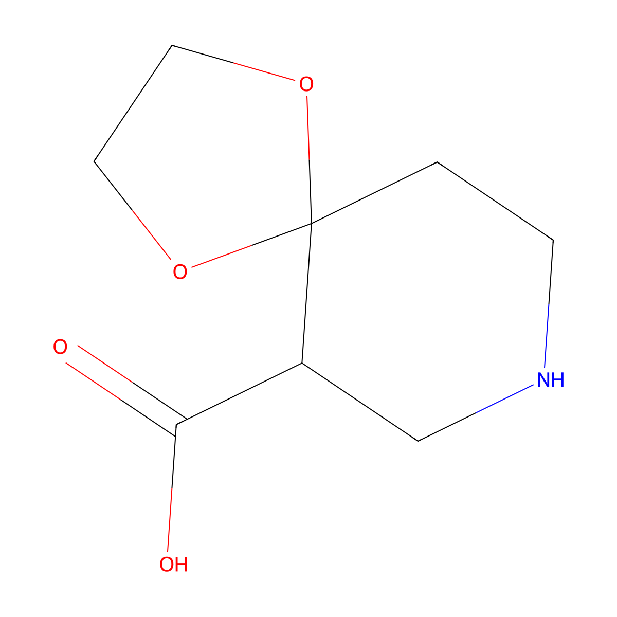 1,4-Dioxa-8-azaspiro[4.5]decane-6-carboxylic acid molecular structure, CAS 2639405-15-3