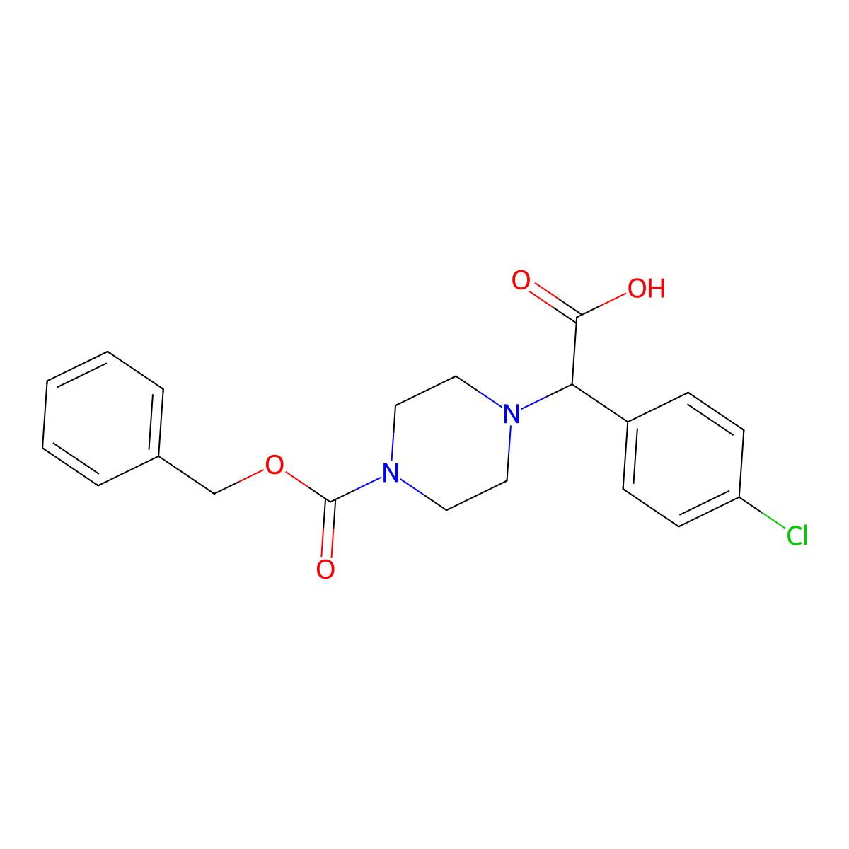 2-{4-[(Benzyloxy)carbonyl]piperazin-1-yl}-2-(4-chlorophenyl)acetic acid molecular structure, CAS 2639405-17-5