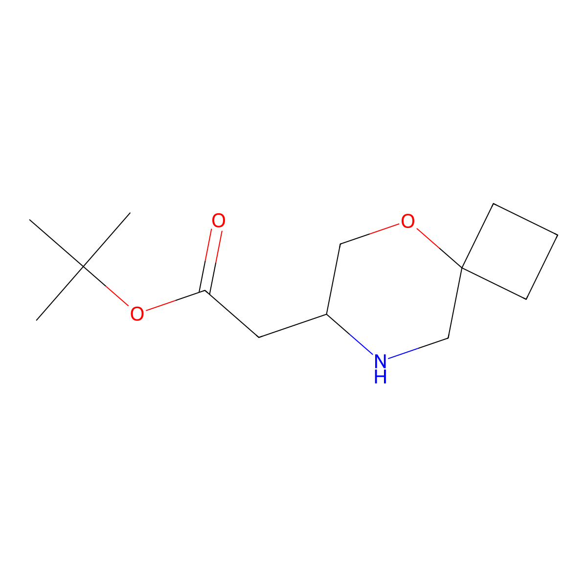 Tert-butyl 2-{5-oxa-8-azaspiro[3.5]nonan-7-yl}acetate molecular structure, CAS 2639405-18-6