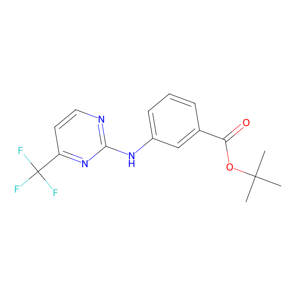 Tert-butyl 3-{[4-(trifluoromethyl)pyrimidin-2-yl]amino}benzoate molecular structure, CAS 2639405-19-7