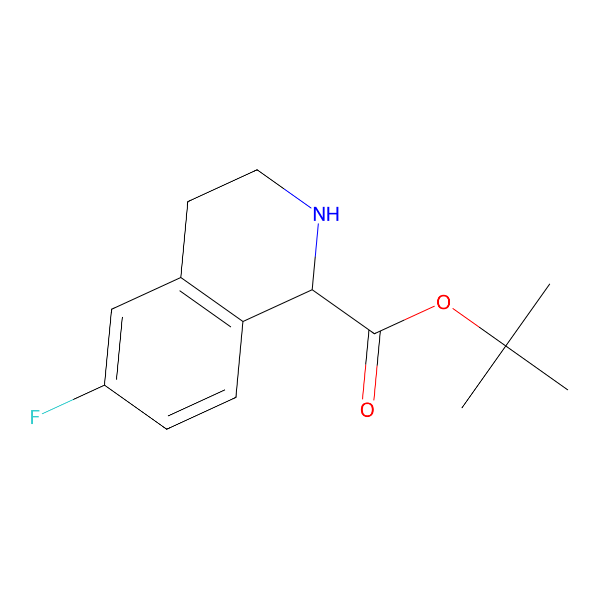 Tert-butyl 6-fluoro-1,2,3,4-tetrahydroisoquinoline-1-carboxylate molecular structure, CAS 2639405-25-5