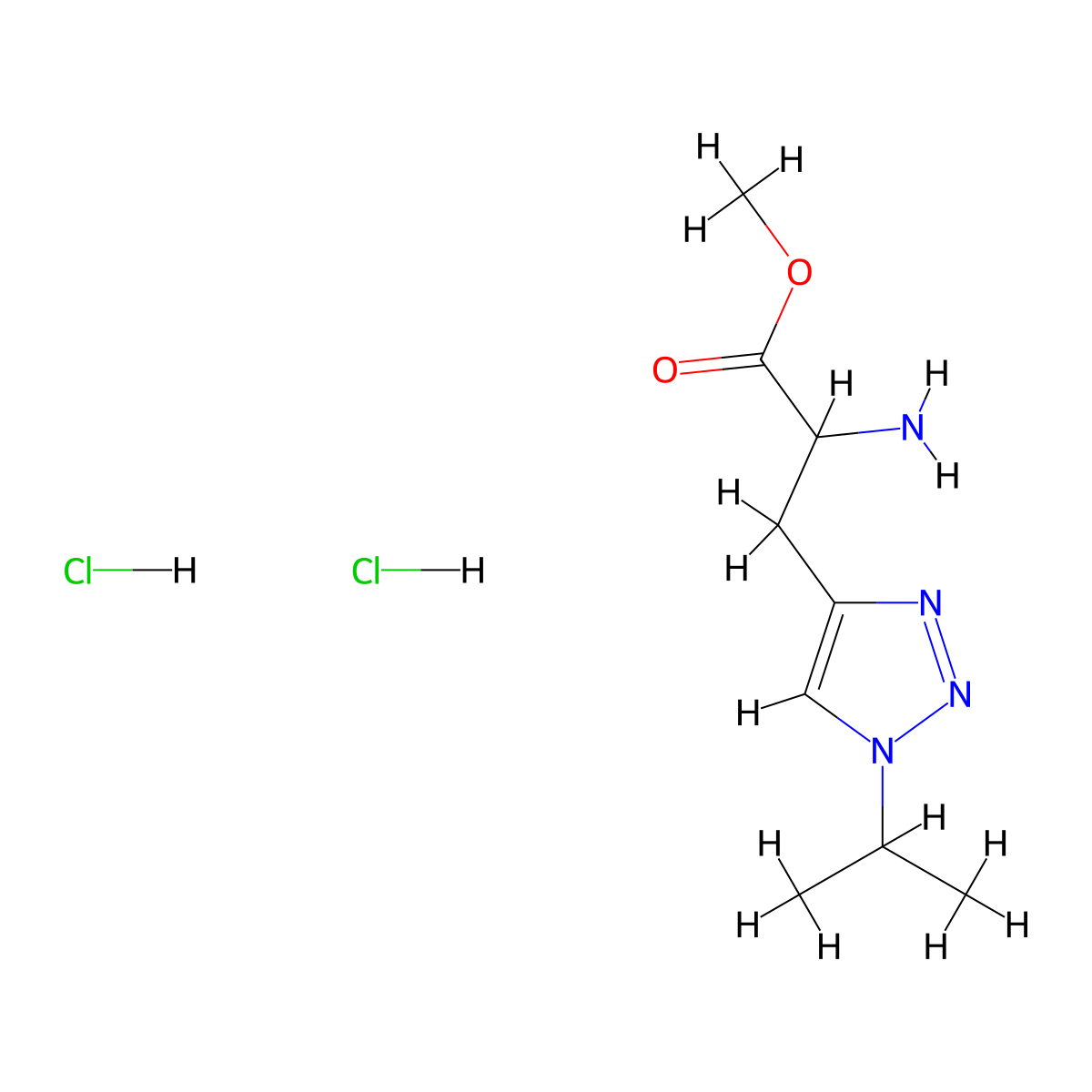 methyl 2-amino-3-[1-(propan-2-yl)-1H-1,2,3-triazol-4-yl]propanoate dihydrochloride molecular structure, CAS 2639405-28-8