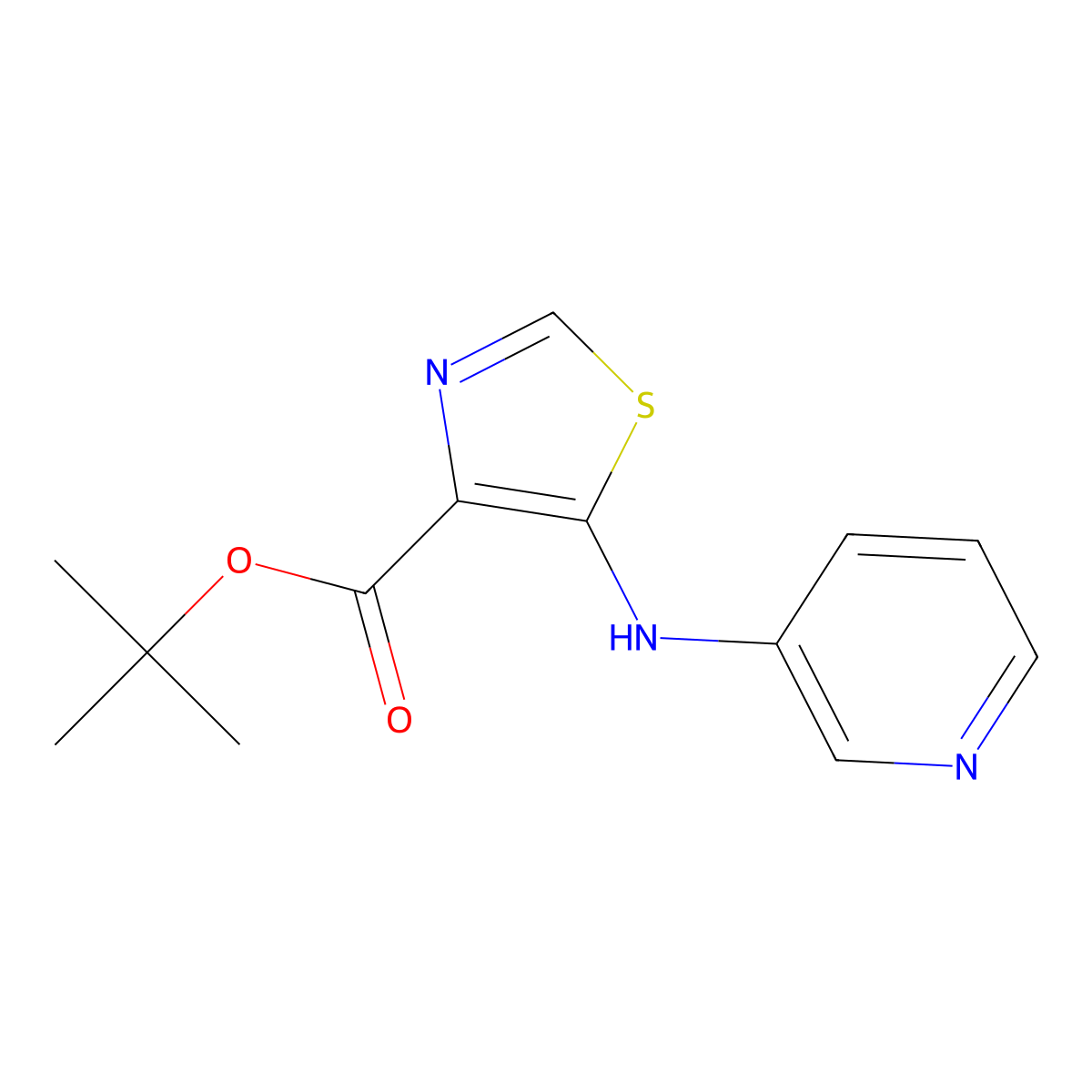 Tert-butyl 5-[(pyridin-3-yl)amino]-1,3-thiazole-4-carboxylate molecular structure, CAS 2639405-32-4