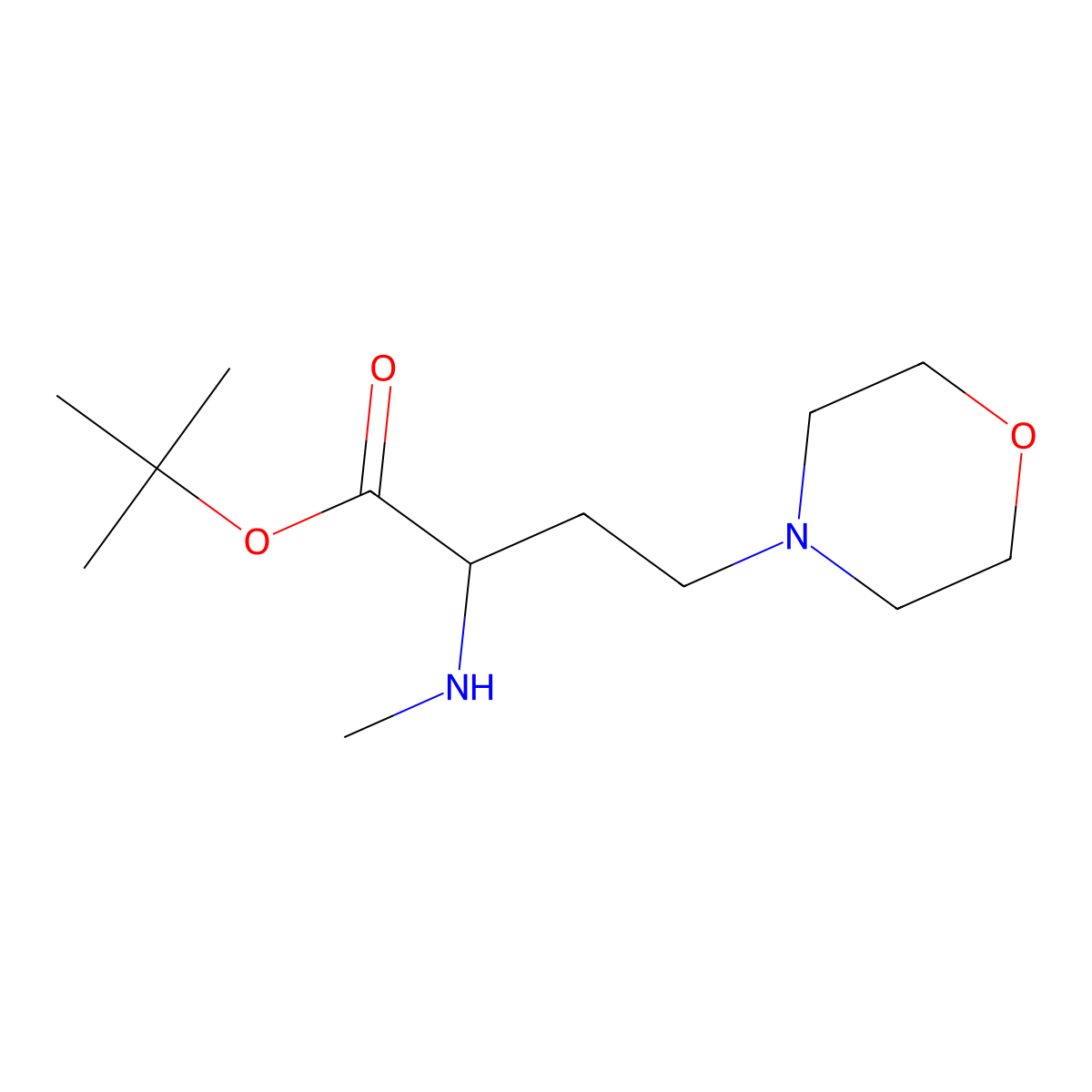 Tert-butyl 2-(methylamino)-4-(morpholin-4-yl)butanoate molecular structure, CAS 2639405-35-7