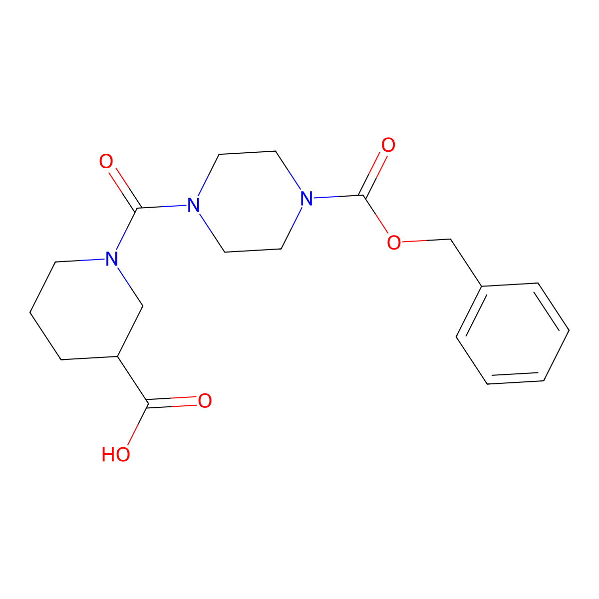 1-{4-[(Benzyloxy)carbonyl]piperazine-1-carbonyl}piperidine-3-carboxylic acid molecular structure, CAS 2639405-36-8