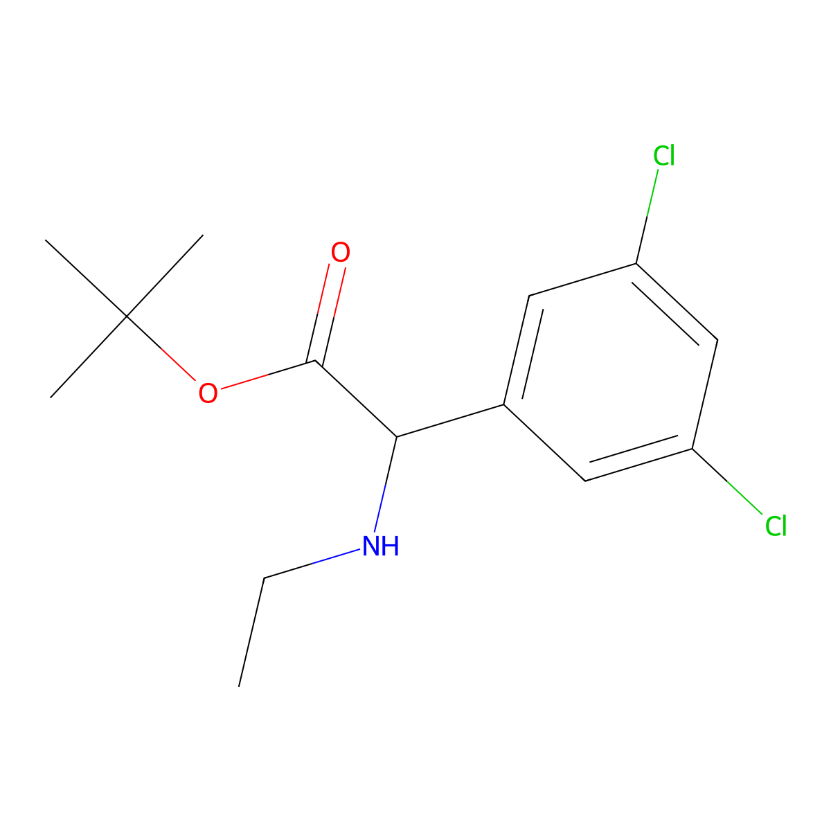 Tert-butyl 2-(3,5-dichlorophenyl)-2-(ethylamino)acetate molecular structure, CAS 2639405-38-0
