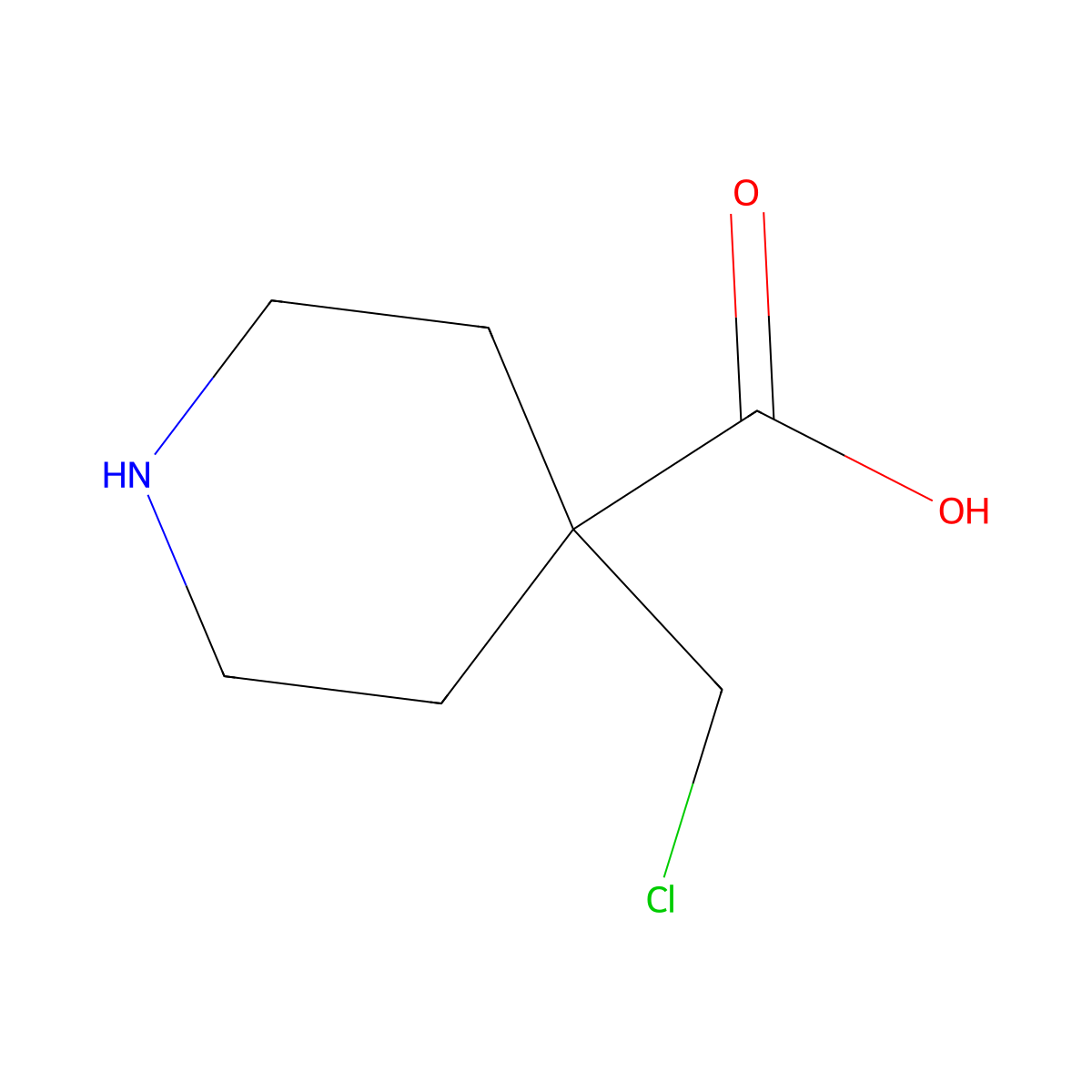 4-(Chloromethyl)piperidine-4-carboxylic acid molecular structure, CAS 2639405-52-8