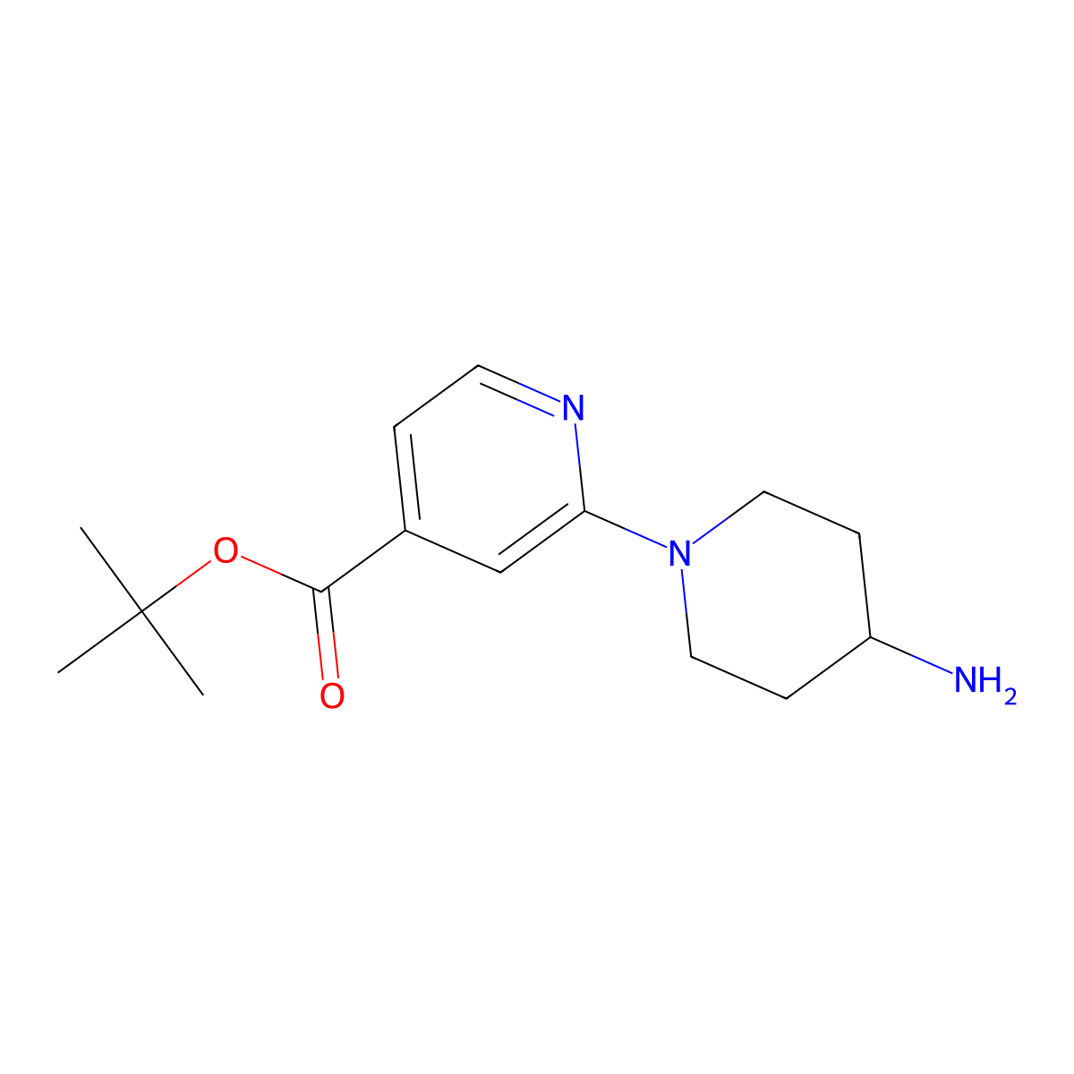 Tert-butyl 2-(4-aminopiperidin-1-yl)pyridine-4-carboxylate molecular structure, CAS 2639405-58-4