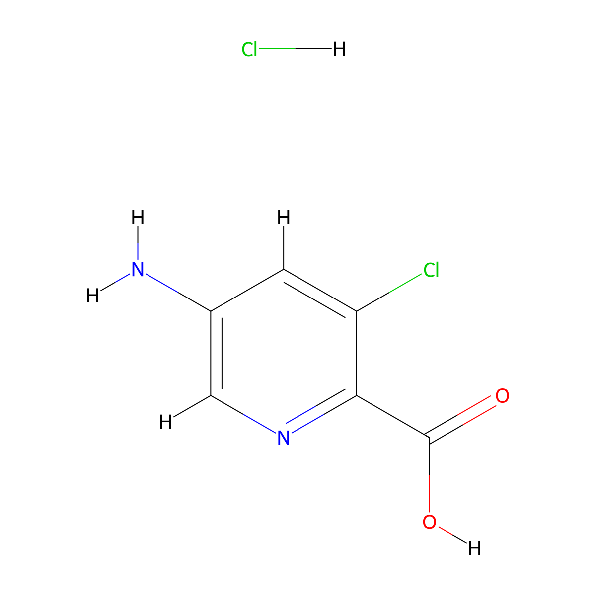 5-Amino-3-chloropyridine-2-carboxylic acid hydrochloride molecular structure, CAS 2639405-60-8