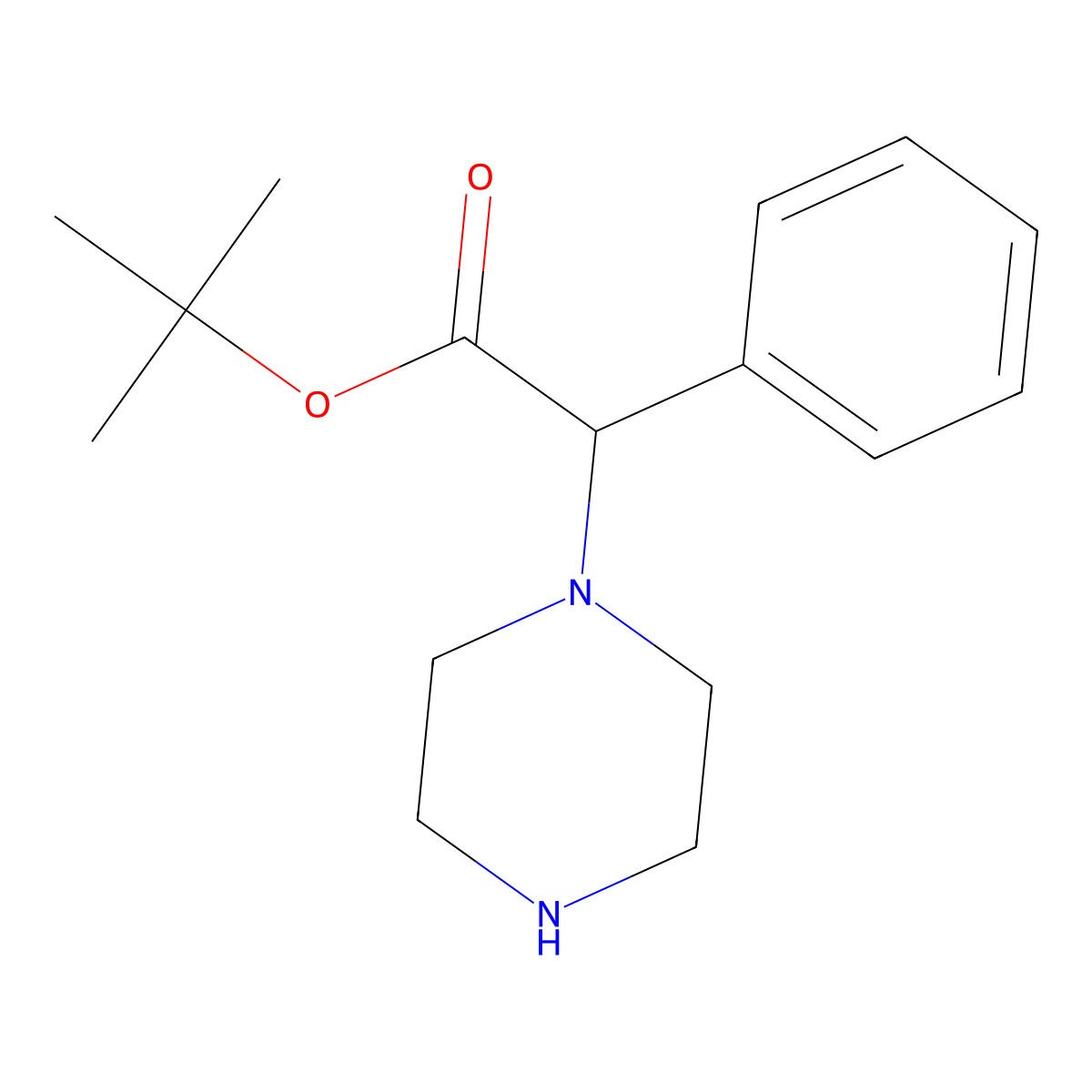 Tert-butyl 2-phenyl-2-(piperazin-1-yl)acetate molecular structure, CAS 2639405-64-2