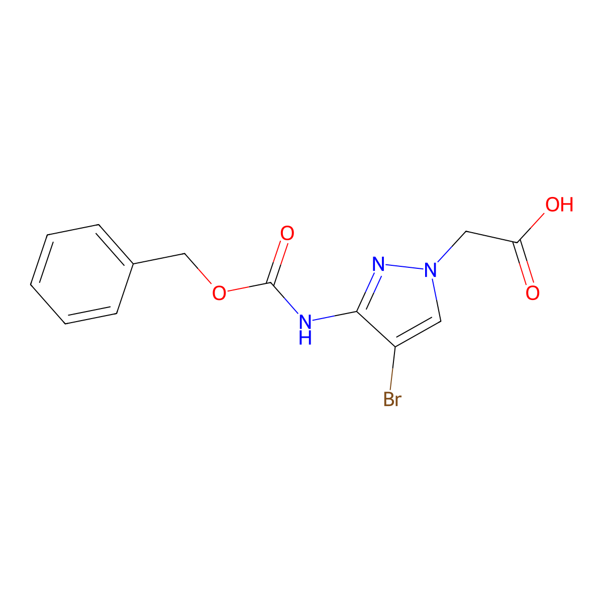 2-(3-{[(benzyloxy)carbonyl]amino}-4-bromo-1H-pyrazol-1-yl)acetic acid molecular structure, CAS 2639405-65-3