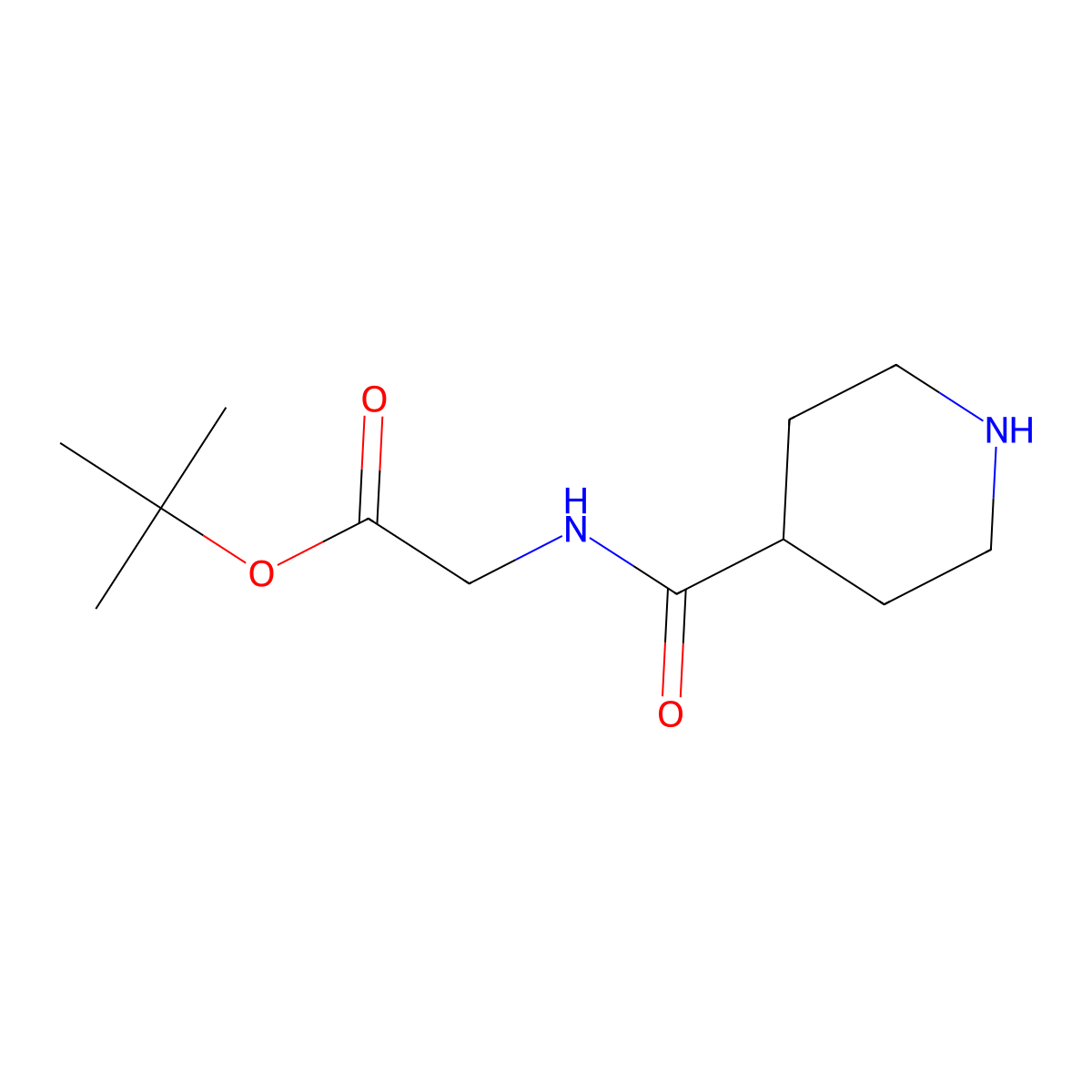 Tert-butyl 2-[(piperidin-4-yl)formamido]acetate molecular structure, CAS 2639405-75-5