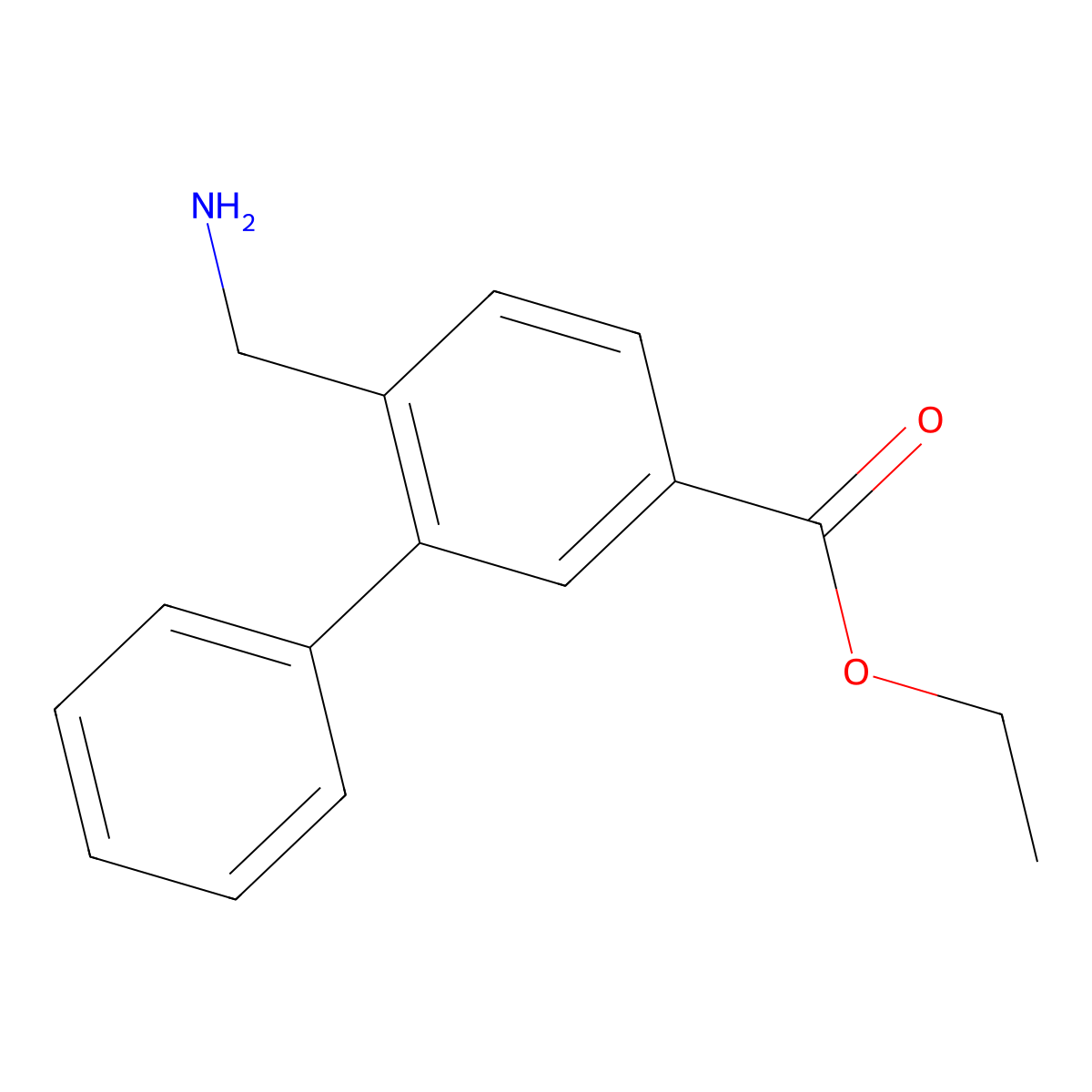 Ethyl 6-(aminomethyl)-[1,1'-biphenyl]-3-carboxylate molecular structure, CAS 2639406-00-9