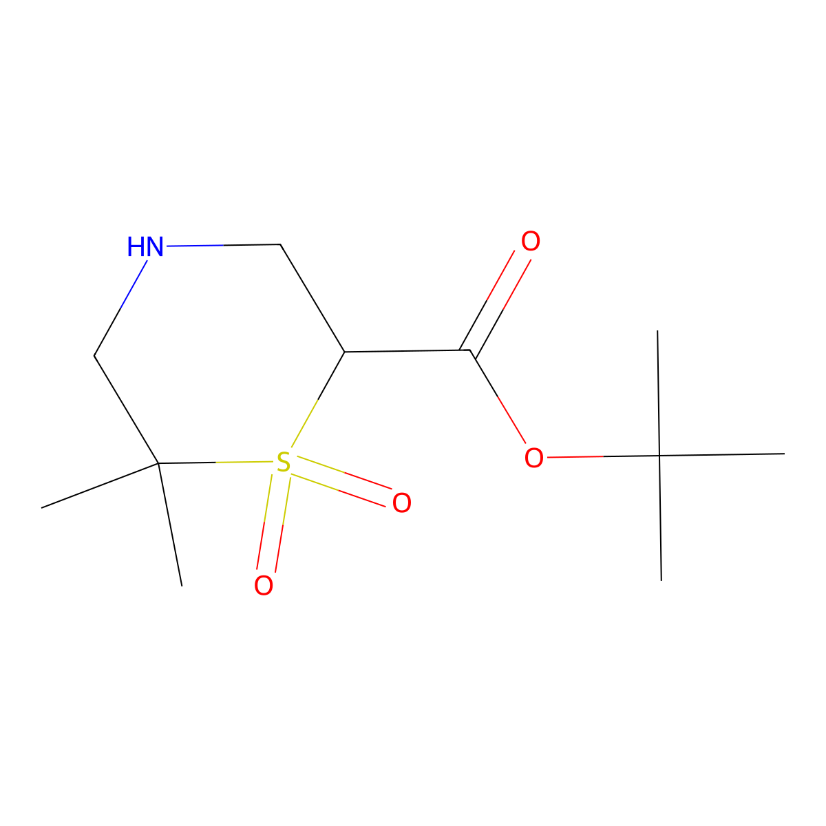 Tert-butyl 6,6-dimethyl-1,1-dioxo-1lambda6-thiomorpholine-2-carboxylate molecular structure, CAS 2639406-05-4
