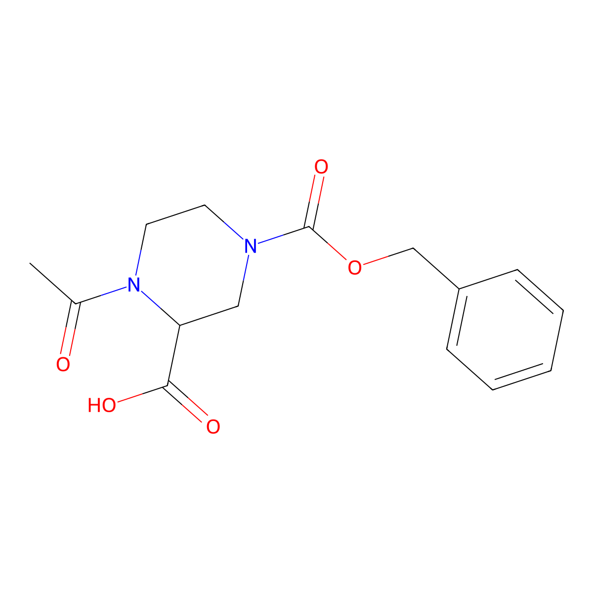 1-Acetyl-4-[(benzyloxy)carbonyl]piperazine-2-carboxylic acid molecular structure, CAS 2639406-06-5
