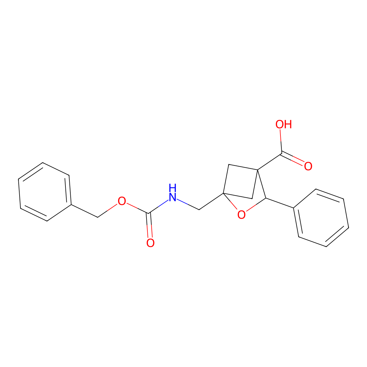 1-({[(Benzyloxy)carbonyl]amino}methyl)-3-phenyl-2-oxabicyclo[2.1.1]hexane-4-carboxylic acid molecular structure, CAS 2639406-07-6