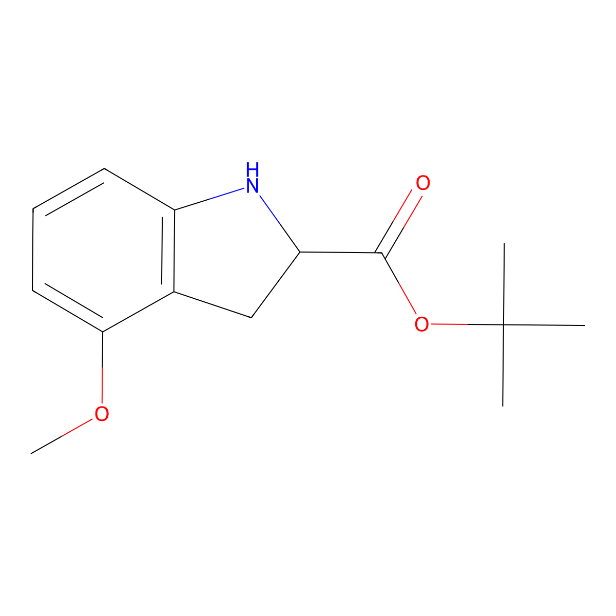 tert-butyl 4-methoxy-2,3-dihydro-1H-indole-2-carboxylate molecular structure, CAS 2639406-15-6