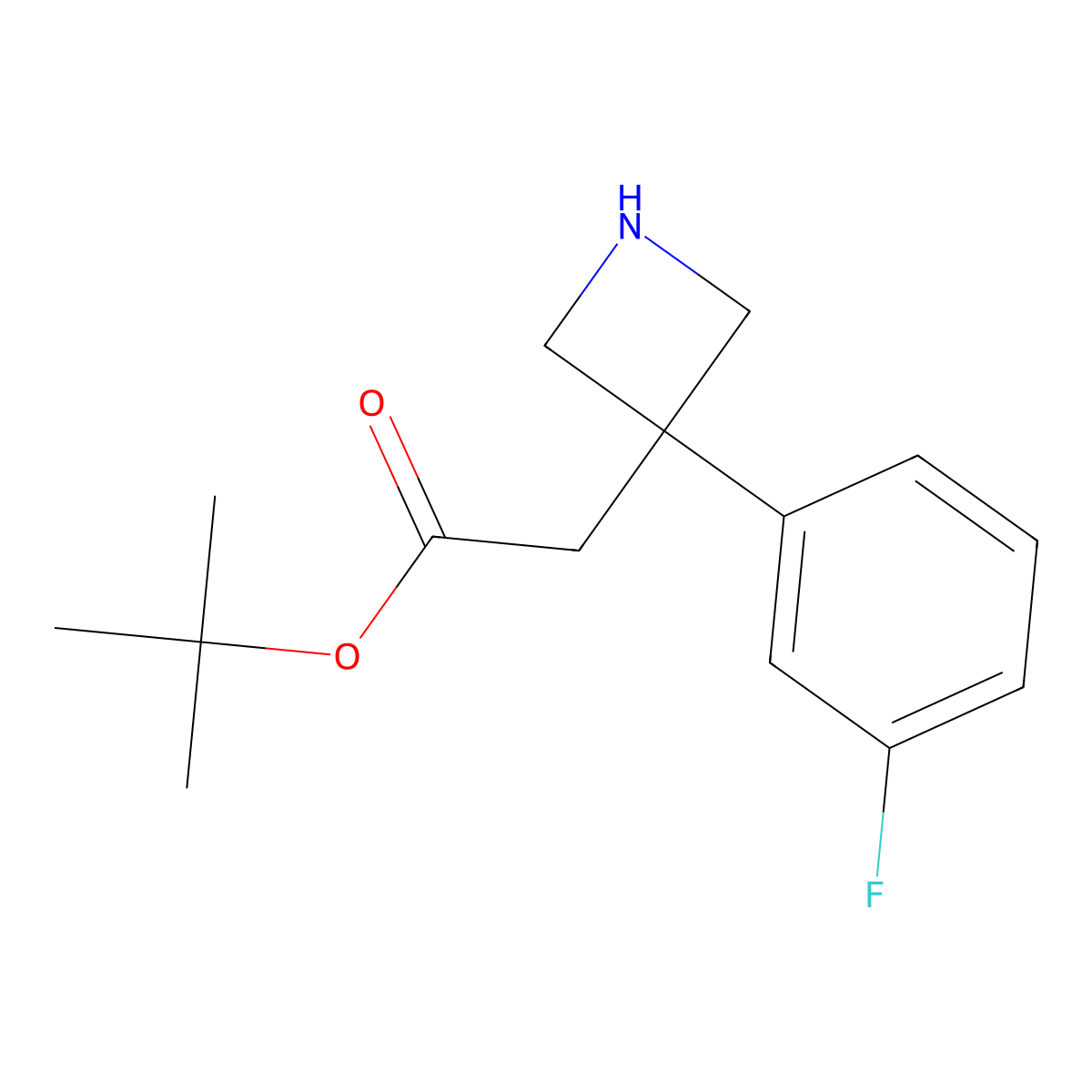 Tert-butyl 2-[3-(3-fluorophenyl)azetidin-3-yl]acetate molecular structure, CAS 2639406-18-9