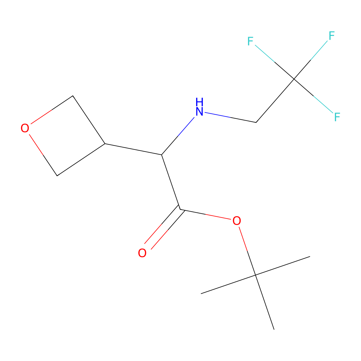 Tert-butyl 2-(oxetan-3-yl)-2-[(2,2,2-trifluoroethyl)amino]acetate molecular structure, CAS 2639406-28-1