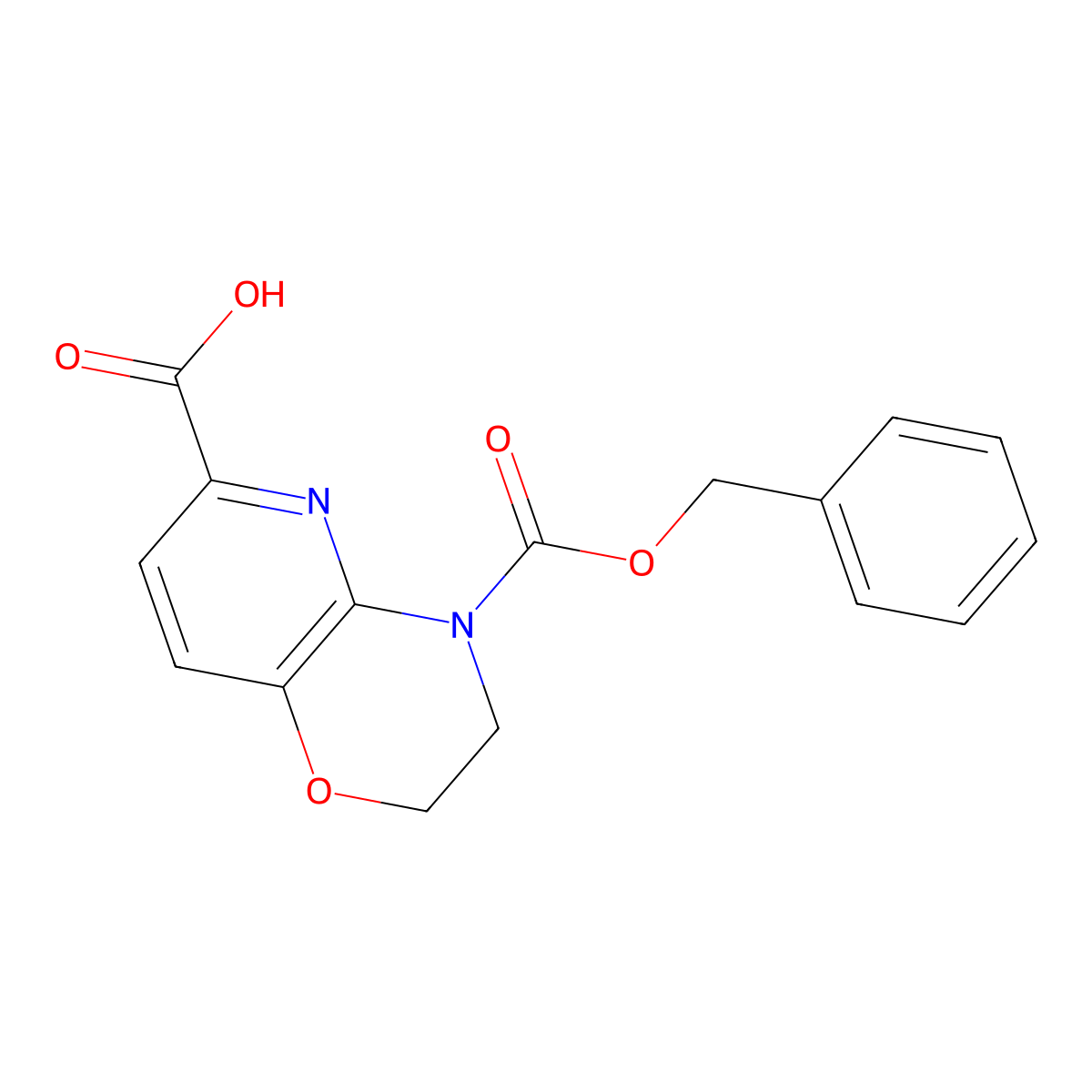 4-[(benzyloxy)carbonyl]-2H,3H,4H-pyrido[3,2-b][1,4]oxazine-6-carboxylic acid molecular structure, CAS 2639406-30-5
