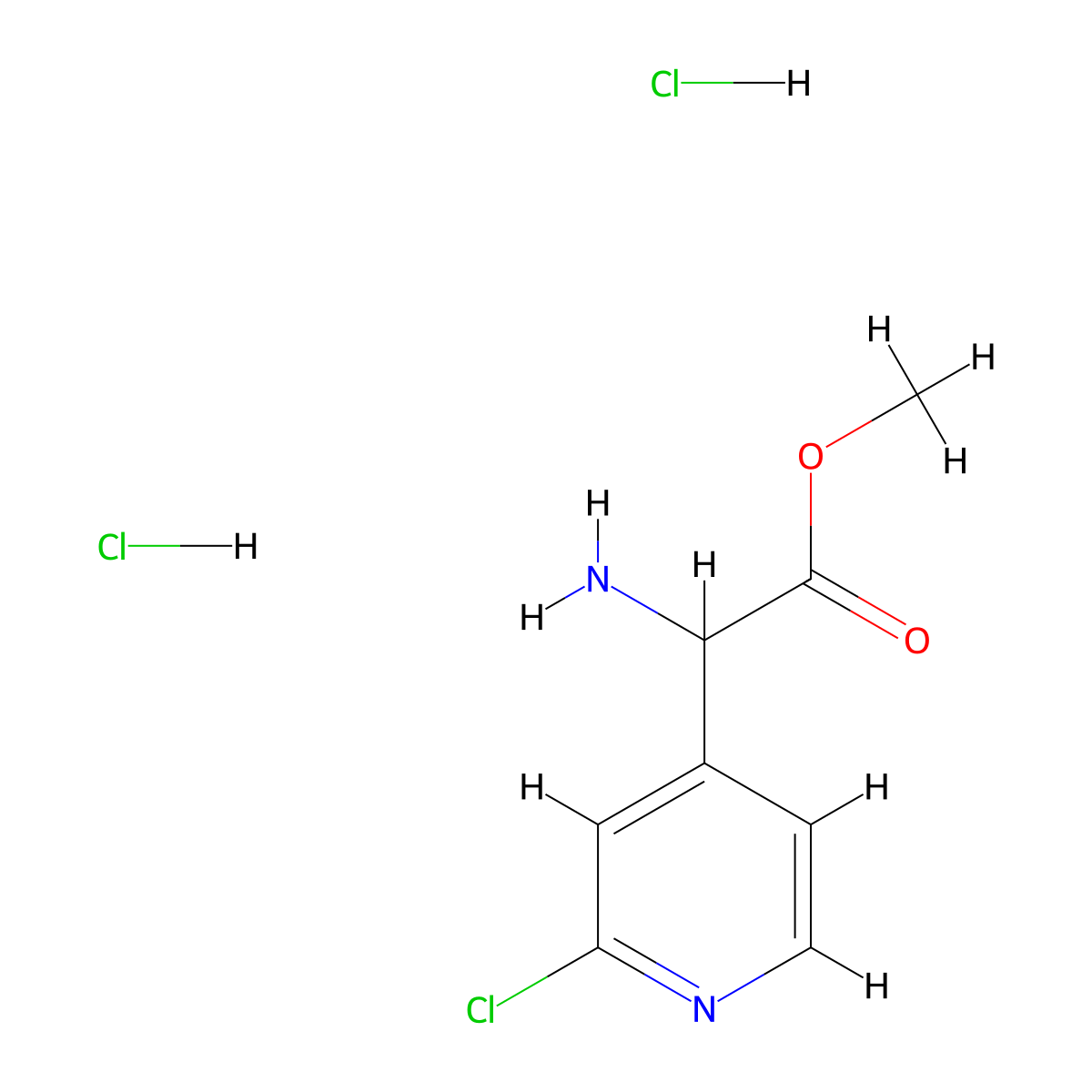 Methyl 2-amino-2-(2-chloropyridin-4-yl)acetate dihydrochloride molecular structure, CAS 2639406-32-7