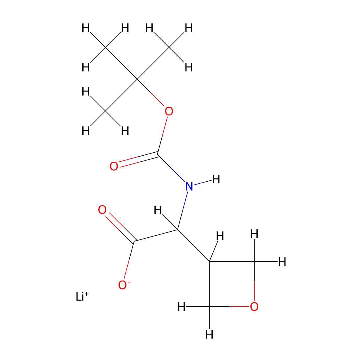 Lithium(1+)2-{[(tert-butoxy)carbonyl]amino}-2-(oxetan-3-yl)acetate molecular structure, CAS 2639406-35-0