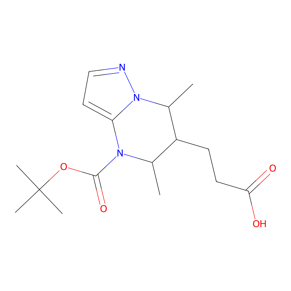 3-{4-[(tert-butoxy)carbonyl]-5,7-dimethyl-4H,5H,6H,7H-pyrazolo[1,5-a]pyrimidin-6-yl}propanoic acid molecular structure, CAS 2639406-36-1