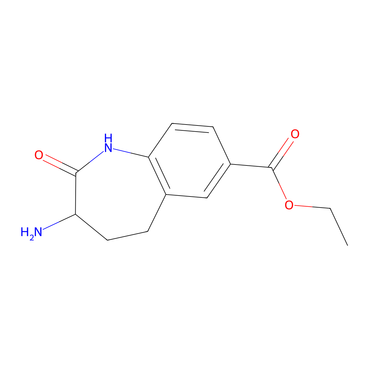 ethyl 3-amino-2-oxo-2,3,4,5-tetrahydro-1H-1-benzazepine-7-carboxylate molecular structure, CAS 2639406-37-2
