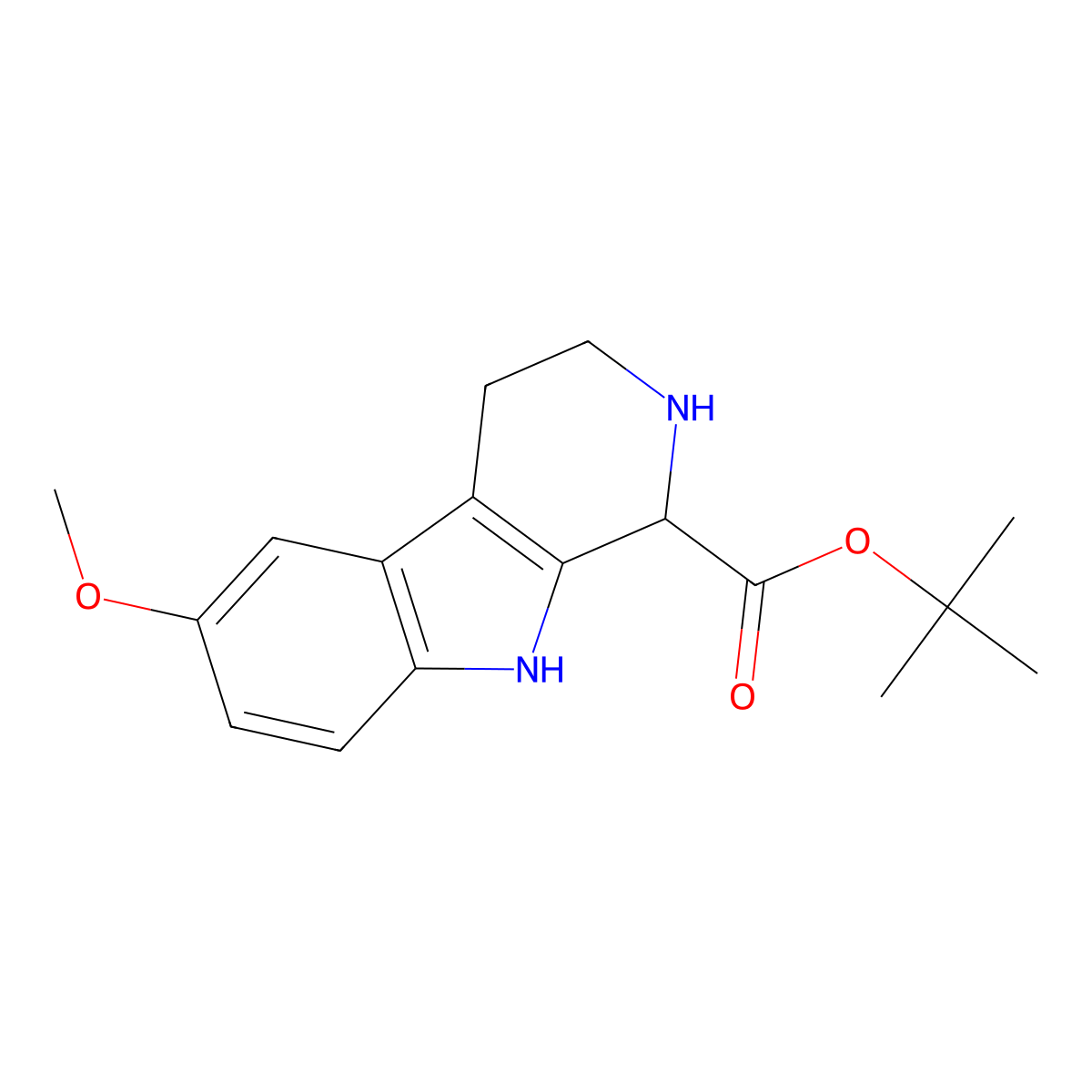 tert-butyl 6-methoxy-1H,2H,3H,4H,9H-pyrido[3,4-b]indole-1-carboxylate molecular structure, CAS 2639406-41-8