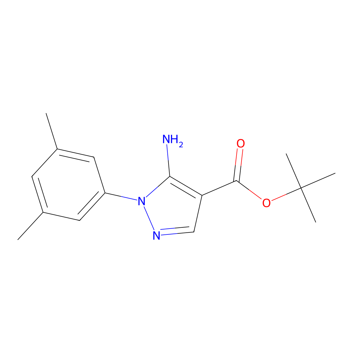 tert-butyl 5-amino-1-(3,5-dimethylphenyl)-1H-pyrazole-4-carboxylate molecular structure, CAS 2639406-47-4