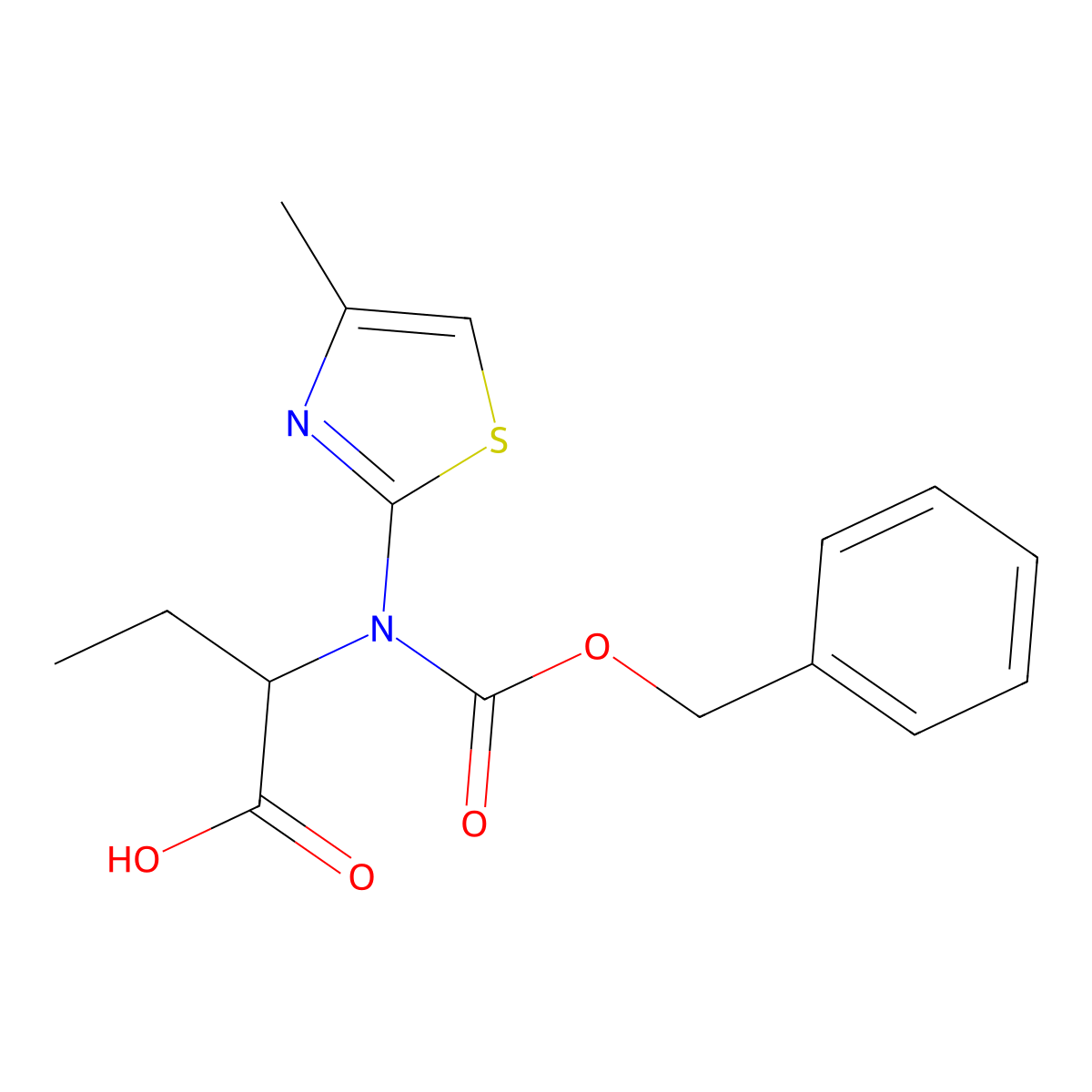 2-{[(Benzyloxy)carbonyl](4-methyl-1,3-thiazol-2-yl)amino}butanoic acid molecular structure, CAS 2639406-51-0