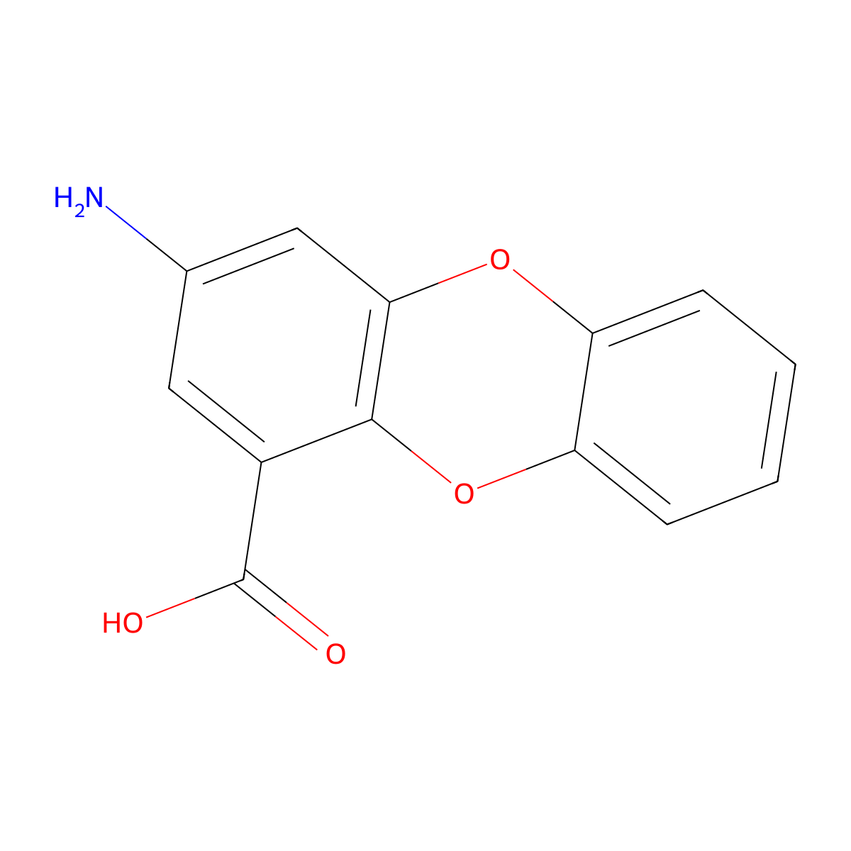 3-Aminooxanthrene-1-carboxylic acid molecular structure, CAS 2639406-70-3