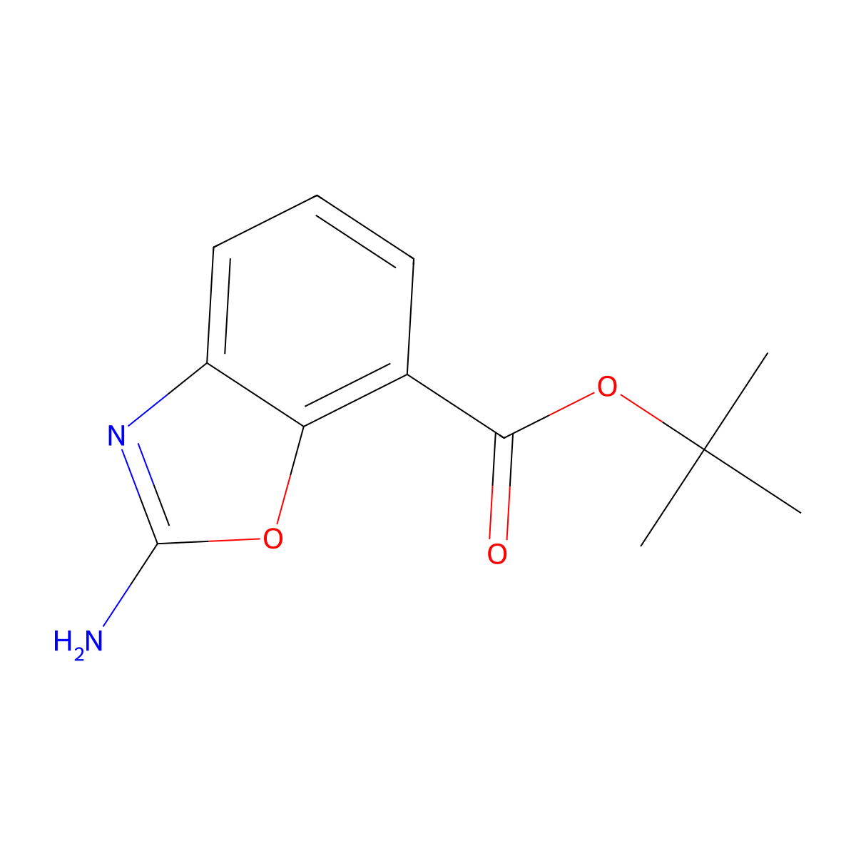 Tert-butyl 2-amino-1,3-benzoxazole-7-carboxylate molecular structure, CAS 2639406-71-4