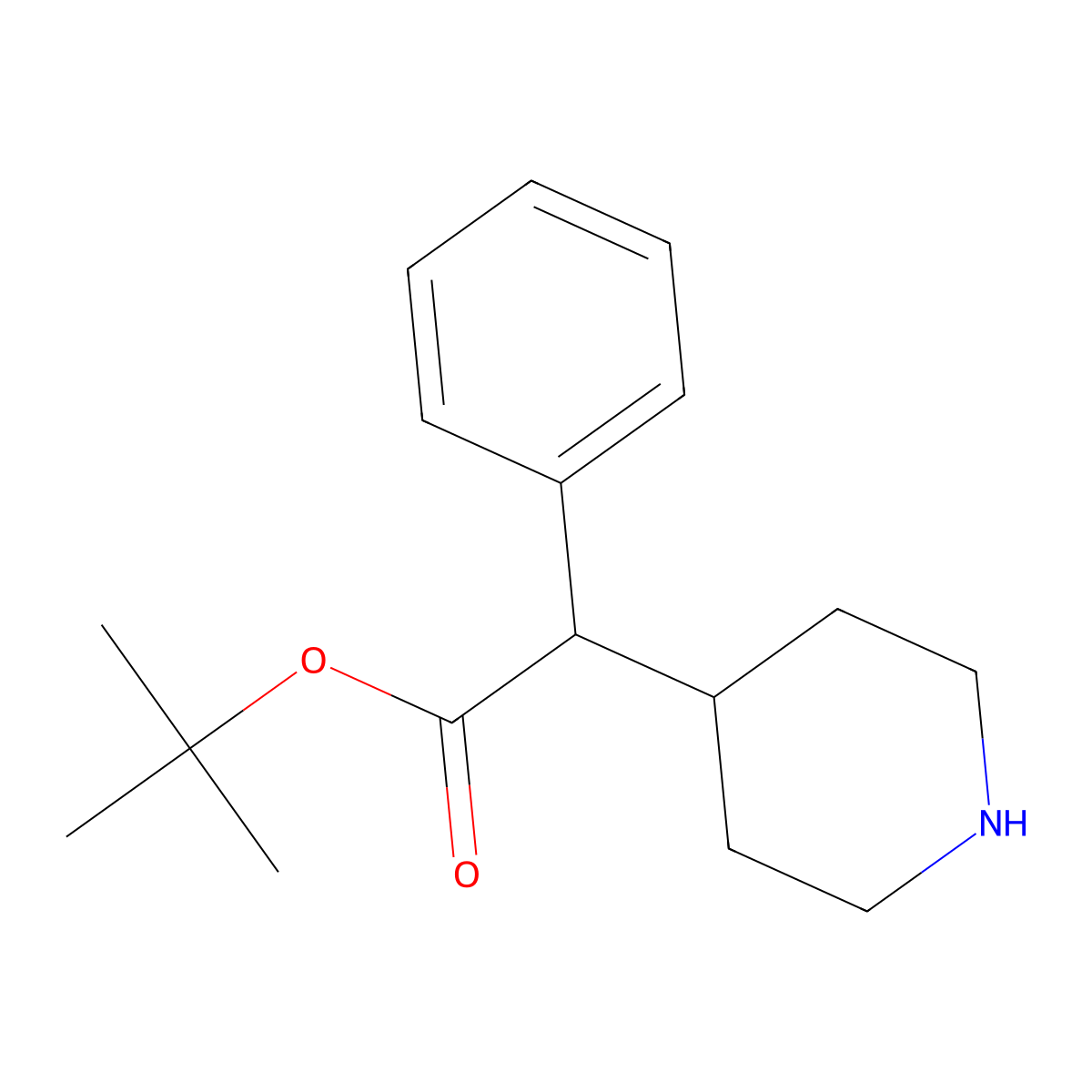 Tert-butyl 2-phenyl-2-(piperidin-4-yl)acetate molecular structure, CAS 2639406-74-7