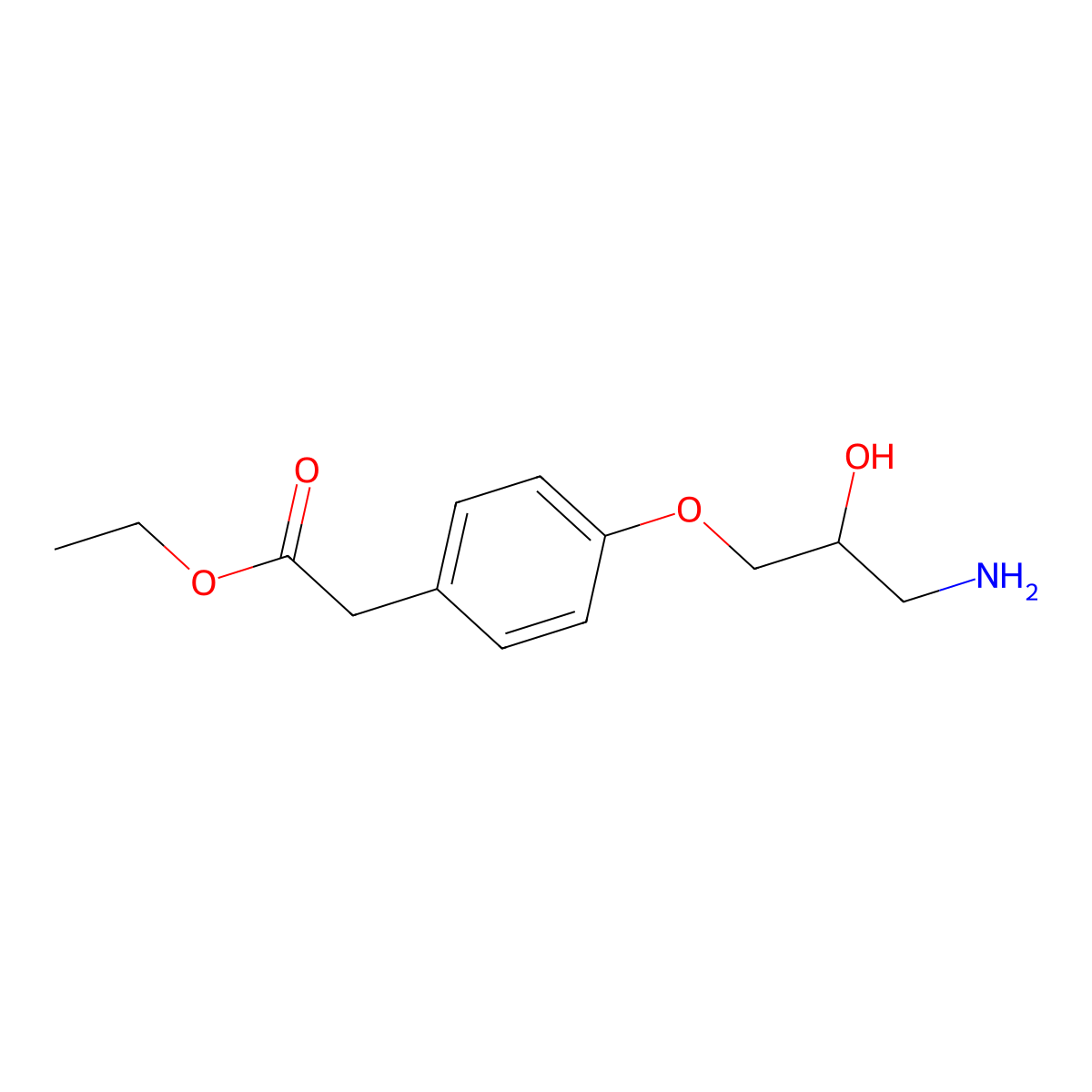 Ethyl 2-[4-(3-amino-2-hydroxypropoxy)phenyl]acetate molecular structure, CAS 2639406-75-8