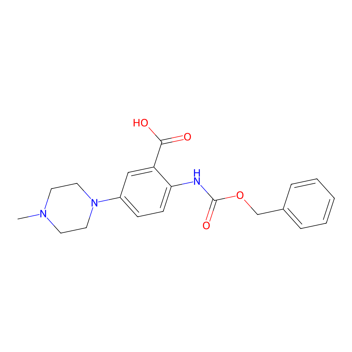 2-{[(Benzyloxy)carbonyl]amino}-5-(4-methylpiperazin-1-yl)benzoic acid molecular structure, CAS 2639406-83-8